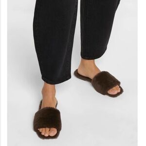 Aeyde Anna Shearling Slides Sz 38